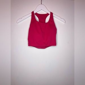 Crop top and yoga pant set in ruby red.